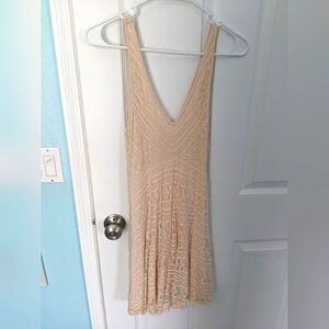 Peach lace mini dress